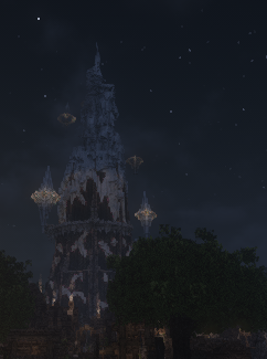 A night shot of the Spire.